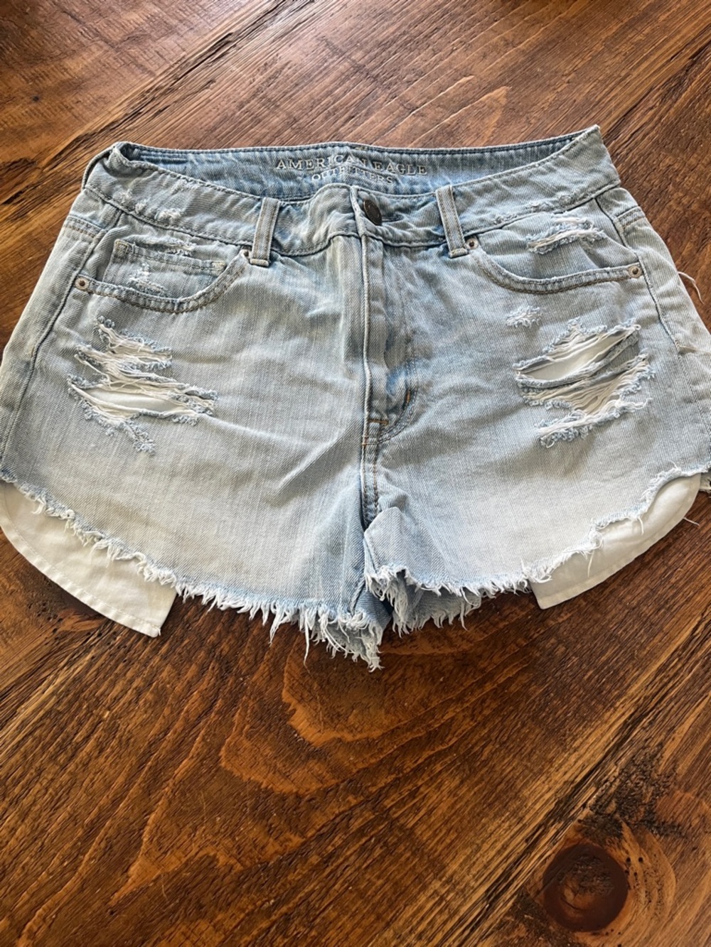 American Eagle Outfitters Light Blue Distressed Denim Cutoff Shorts
